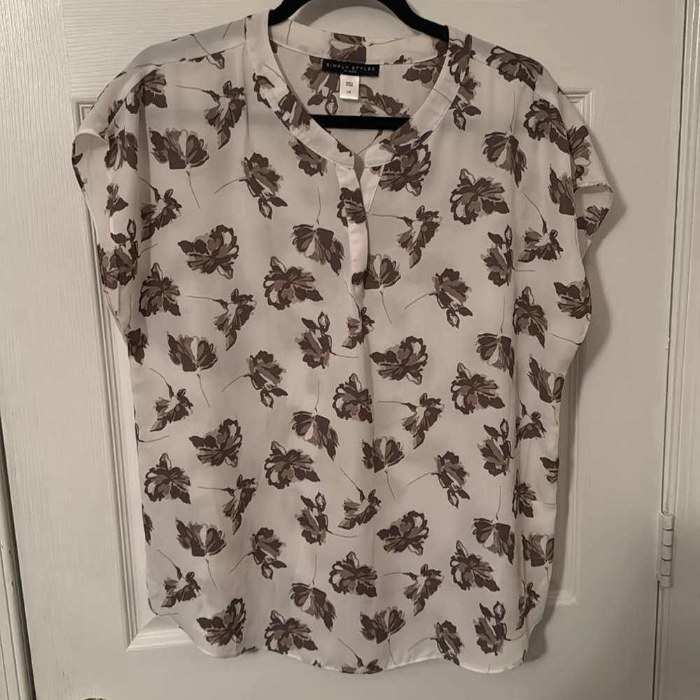 Simply Styled Blouse Size L Color White Brown